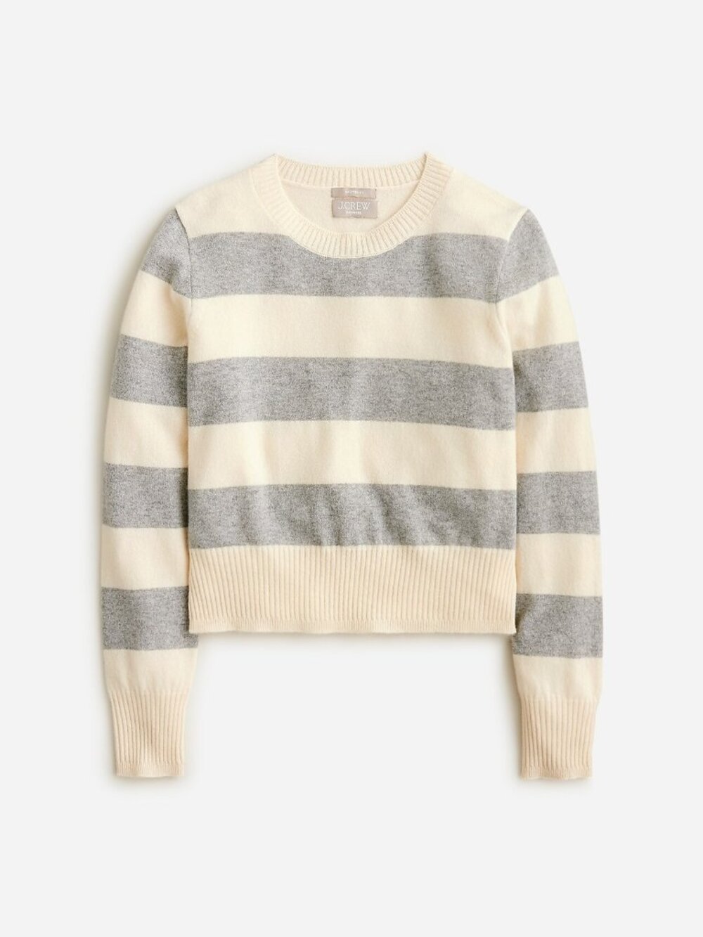 J.Crew Cashmere Shrunken Crewneck Sweater in Rugby Stripe